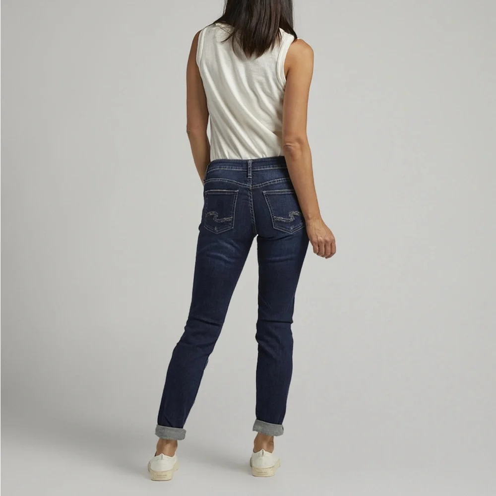 Silver Jeans Co. Women's Boyfriend Mid Rise Slim Leg Jean - Picture 2 of 7
